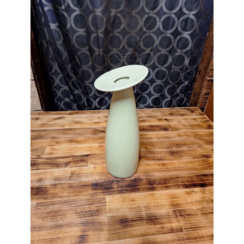 10' MCM Pottery Tilt Head Vase Modern Design Light Green Avocado Vintage Decor